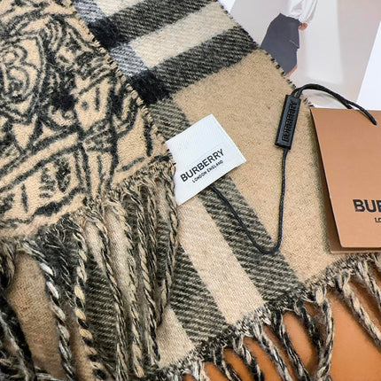 SCARF 210 CM IN CAMEL BEIGE MIX BLACK CASHMERE 408618