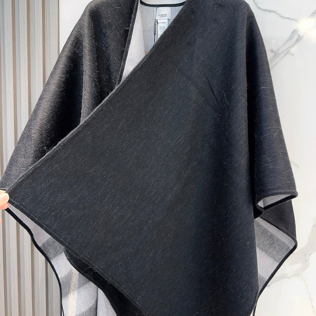 WOOL CAPE 140 CM BLACK AND LIGHT GRAY 394535
