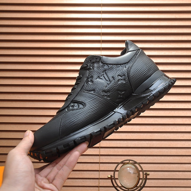LV TRAINER SHOES IN BLACK EMBOSSED LAMBSKIN