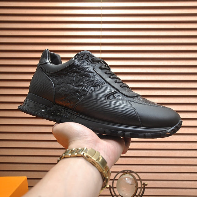 LV TRAINER SHOES IN BLACK EMBOSSED LAMBSKIN