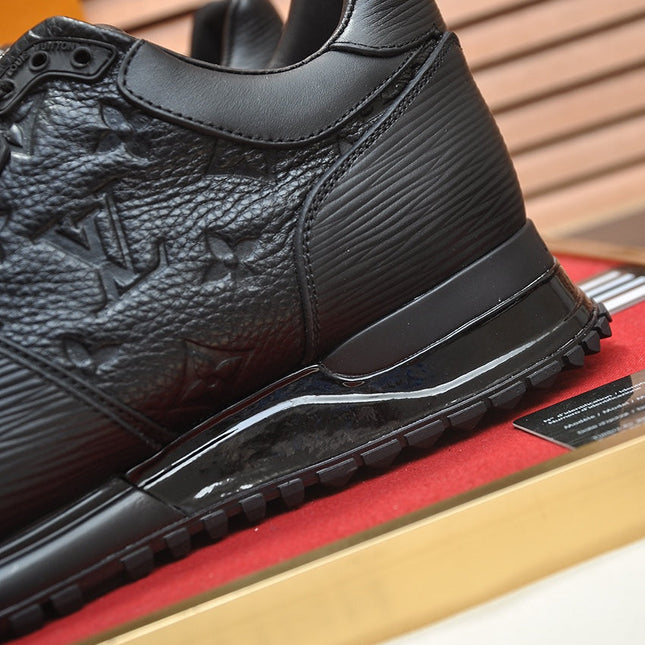 LV TRAINER SHOES IN BLACK EMBOSSED LAMBSKIN
