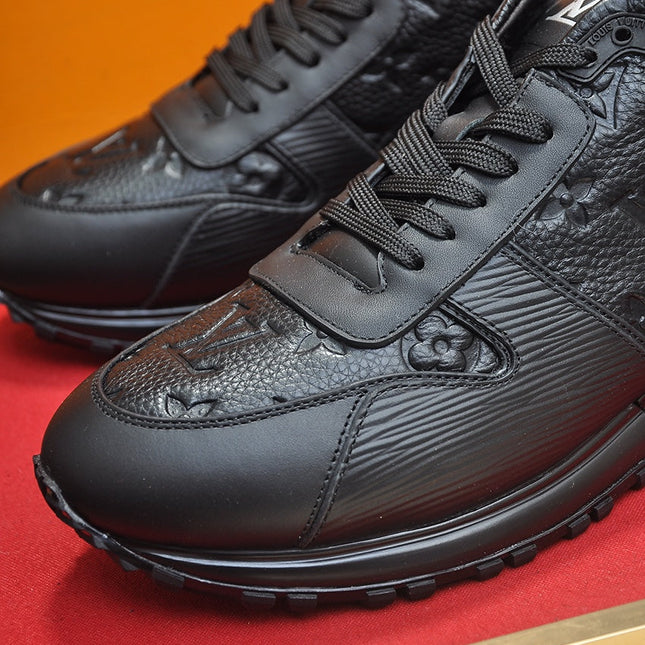 LV TRAINER SHOES IN BLACK EMBOSSED LAMBSKIN