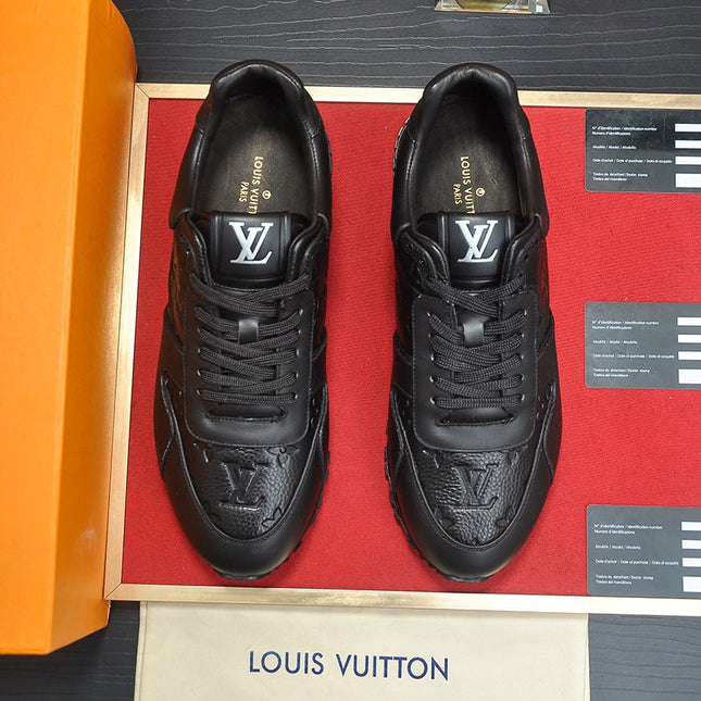 LV TRAINER SHOES IN BLACK EMBOSSED LAMBSKIN