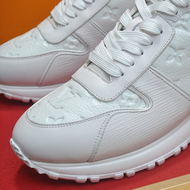 LV TRAINER SHOES IN WHITE EMBOSSED LAMBSKIN