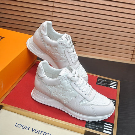 LV TRAINER SHOES IN WHITE EMBOSSED LAMBSKIN