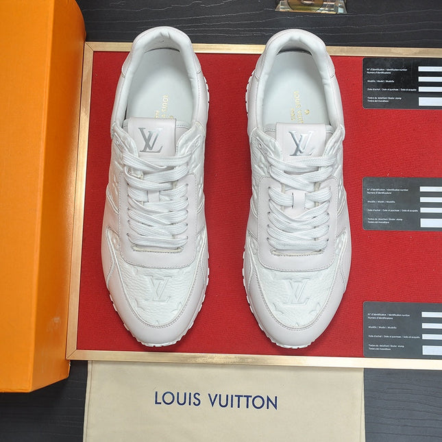 LV TRAINER SHOES IN WHITE EMBOSSED LAMBSKIN