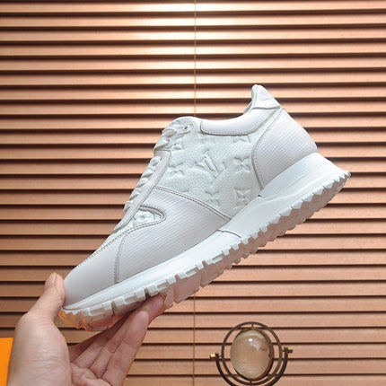LV TRAINER SHOES IN WHITE EMBOSSED LAMBSKIN