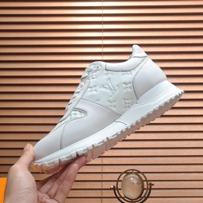 LV TRAINER SHOES IN WHITE EMBOSSED LAMBSKIN