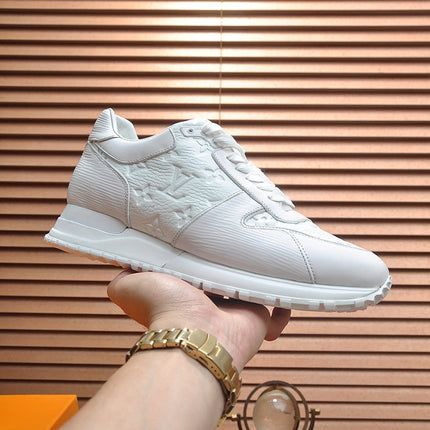 LV TRAINER SHOES IN WHITE EMBOSSED LAMBSKIN