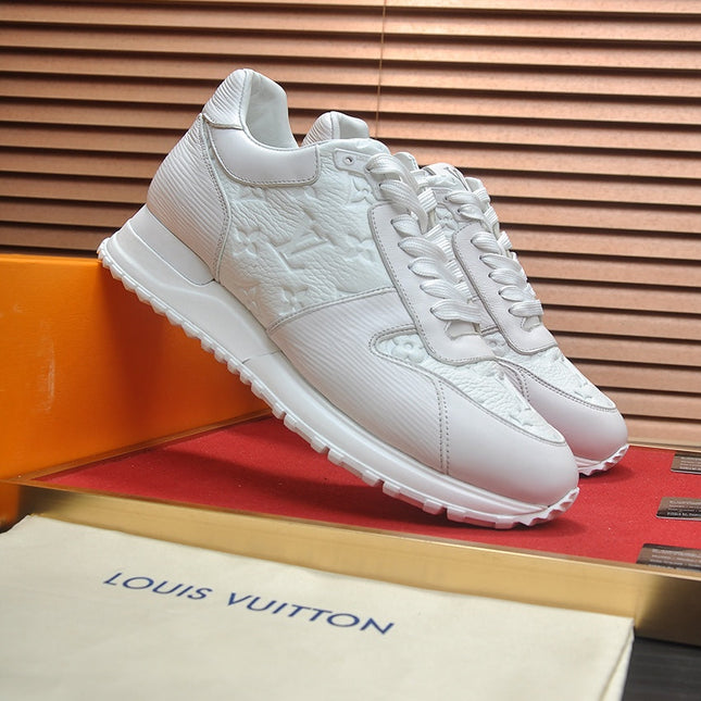 LV TRAINER SHOES IN WHITE EMBOSSED LAMBSKIN