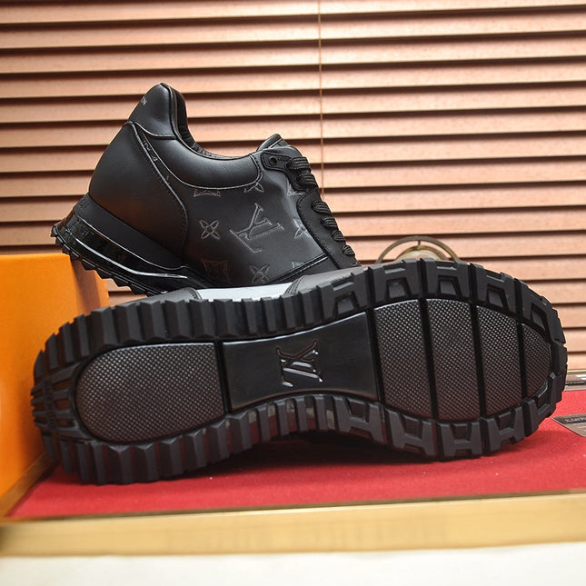 LV TRAINER SHOES IN BLACK MIX GREY EMBOSSED LAMBSKIN