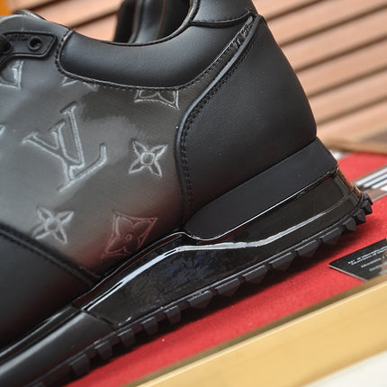 LV TRAINER SHOES IN BLACK MIX GREY EMBOSSED LAMBSKIN