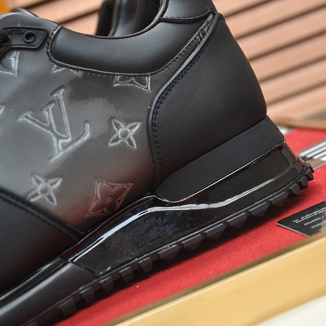 LV TRAINER SHOES IN BLACK MIX GREY EMBOSSED LAMBSKIN