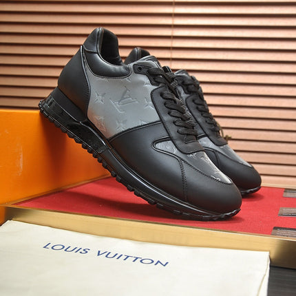LV TRAINER SHOES IN BLACK MIX GREY EMBOSSED LAMBSKIN