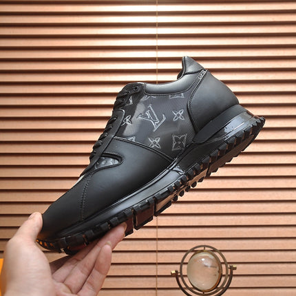 LV TRAINER SHOES IN BLACK MIX GREY EMBOSSED LAMBSKIN