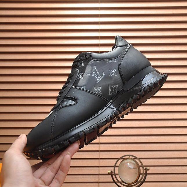 LV TRAINER SHOES IN BLACK MIX GREY EMBOSSED LAMBSKIN