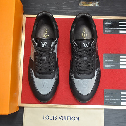 LV TRAINER SHOES IN BLACK MIX GREY EMBOSSED LAMBSKIN