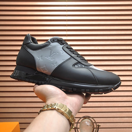 LV TRAINER SHOES IN BLACK MIX GREY EMBOSSED LAMBSKIN