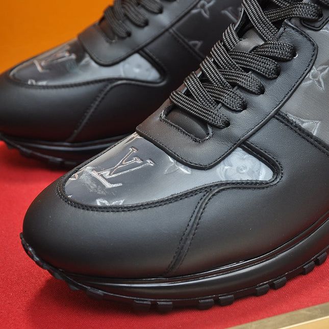 LV TRAINER SHOES IN BLACK MIX GREY EMBOSSED LAMBSKIN