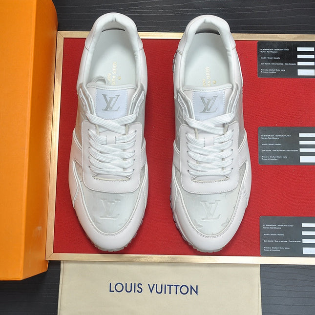 LV TRAINER SHOES IN WHITE MIX GREY EMBOSSED LAMBSKIN