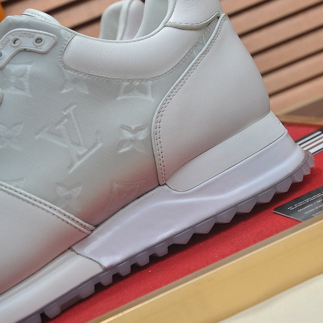 LV TRAINER SHOES IN WHITE MIX GREY EMBOSSED LAMBSKIN