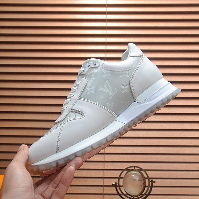 LV TRAINER SHOES IN WHITE MIX GREY EMBOSSED LAMBSKIN