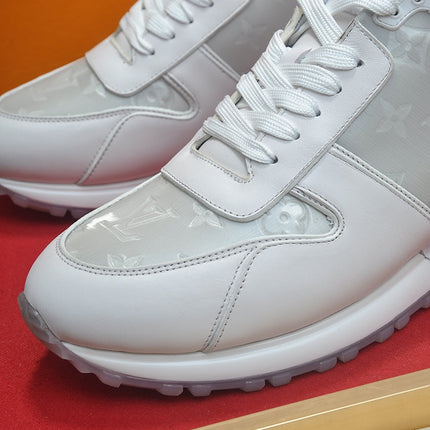 LV TRAINER SHOES IN WHITE MIX GREY EMBOSSED LAMBSKIN
