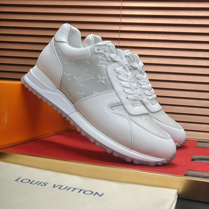 LV TRAINER SHOES IN WHITE MIX GREY EMBOSSED LAMBSKIN