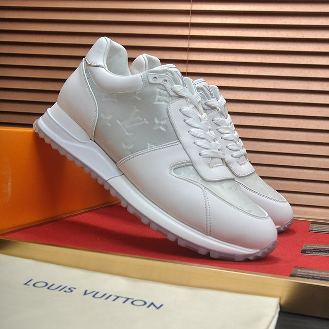 LV TRAINER SHOES IN WHITE MIX GREY EMBOSSED LAMBSKIN