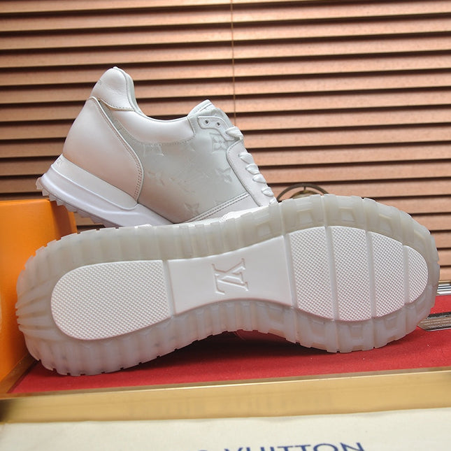 LV TRAINER SHOES IN WHITE MIX GREY EMBOSSED LAMBSKIN