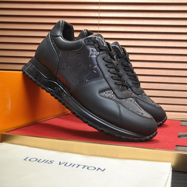 LV TRAINER SHOES IN BLACK EMBOSSED SOFT LAMBSKIN