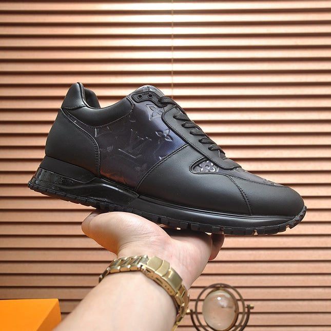 LV TRAINER SHOES IN BLACK EMBOSSED SOFT LAMBSKIN