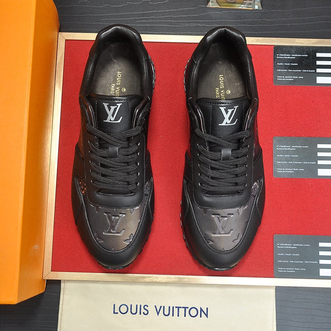 LV TRAINER SHOES IN BLACK EMBOSSED SOFT LAMBSKIN