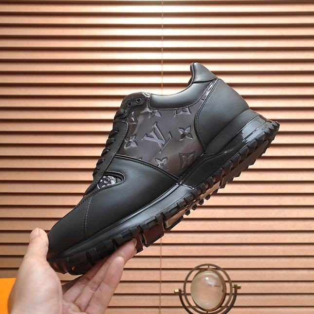 LV TRAINER SHOES IN BLACK EMBOSSED SOFT LAMBSKIN