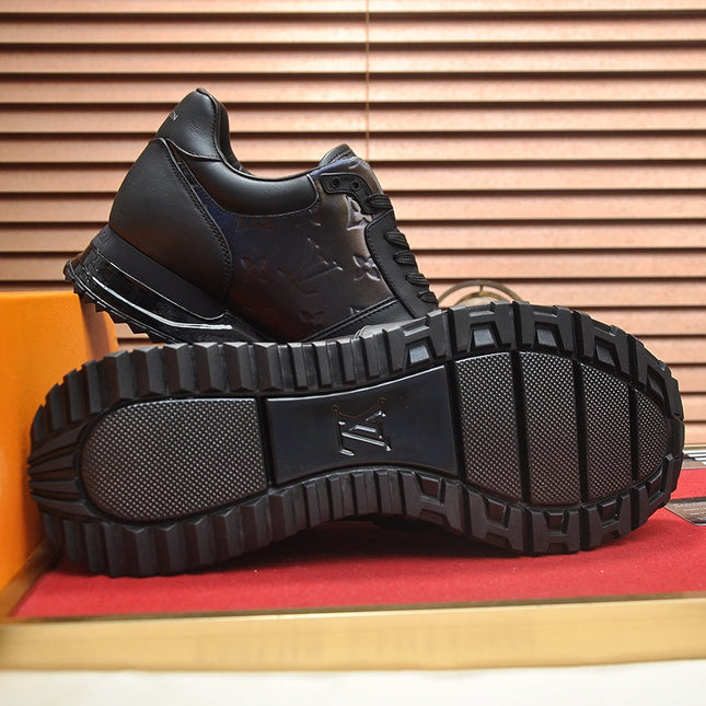 LV TRAINER SHOES IN BLACK EMBOSSED SOFT LAMBSKIN