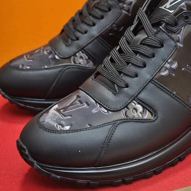 LV TRAINER SHOES IN BLACK EMBOSSED SOFT LAMBSKIN