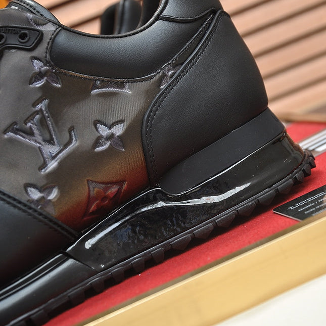 LV TRAINER SHOES IN BLACK EMBOSSED SOFT LAMBSKIN