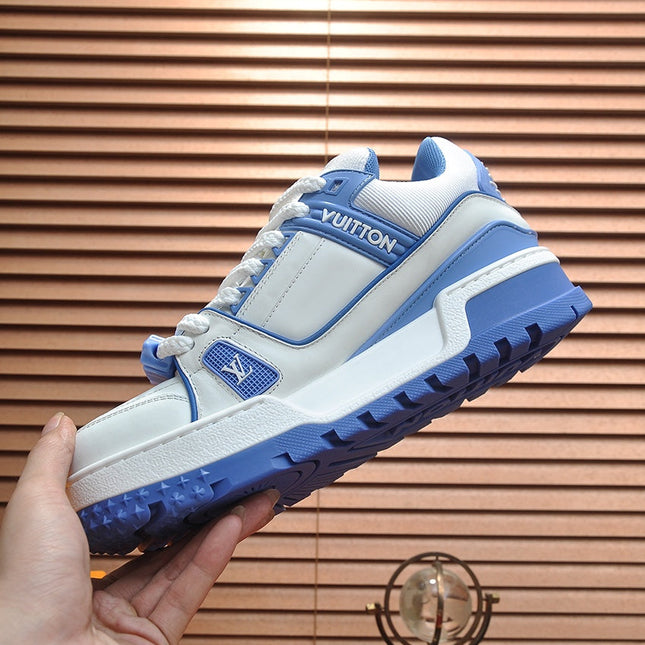 LV TRAINER MAXI SNEAKER WHITE MIX BLUE CALFSKIN