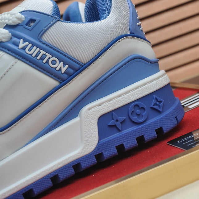 LV TRAINER MAXI SNEAKER WHITE MIX BLUE CALFSKIN