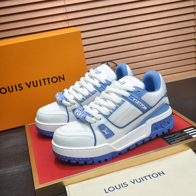 LV TRAINER MAXI SNEAKER WHITE MIX BLUE CALFSKIN