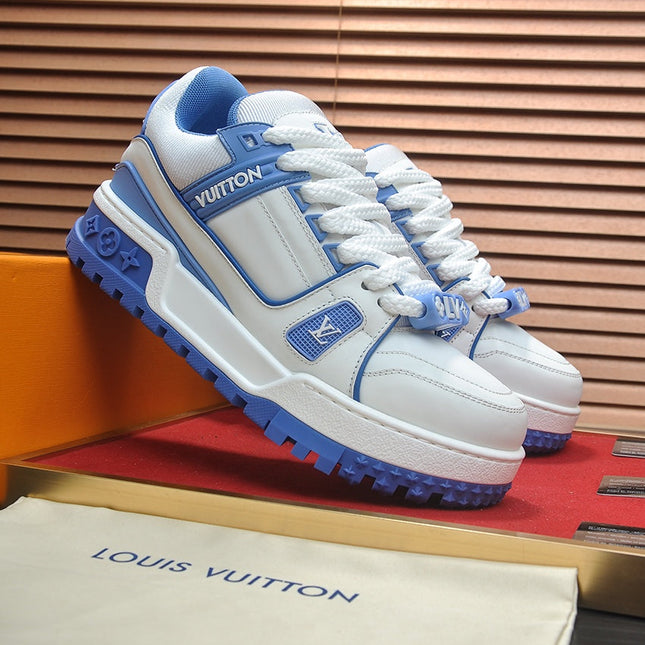LV TRAINER MAXI SNEAKER WHITE MIX BLUE CALFSKIN
