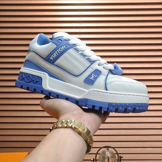 LV TRAINER MAXI SNEAKER WHITE MIX BLUE CALFSKIN