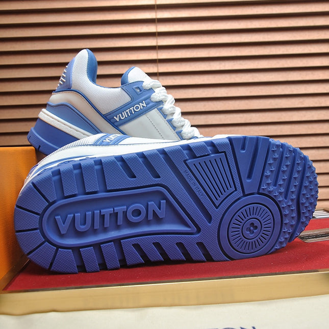 LV TRAINER MAXI SNEAKER WHITE MIX BLUE CALFSKIN