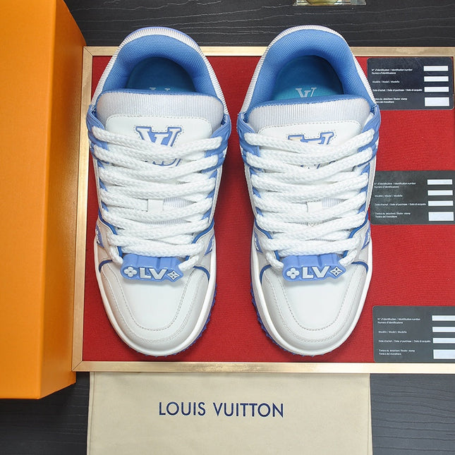 LV TRAINER MAXI SNEAKER WHITE MIX BLUE CALFSKIN