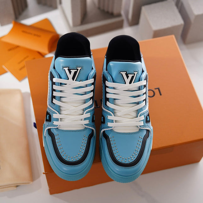LV TRAINER CERULEAN BLUE MIX BLACK CALFSKIN
