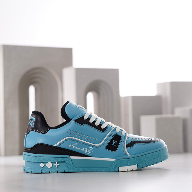 LV TRAINER CERULEAN BLUE MIX BLACK CALFSKIN