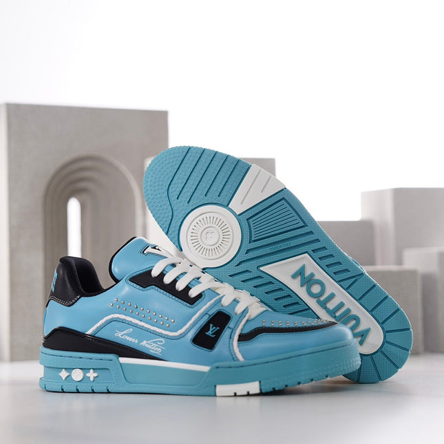 LV TRAINER CERULEAN BLUE MIX BLACK CALFSKIN