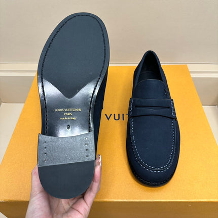 LV MAJOR LOAFERS IN NAVY BLUE SUEDE CALFSKIN