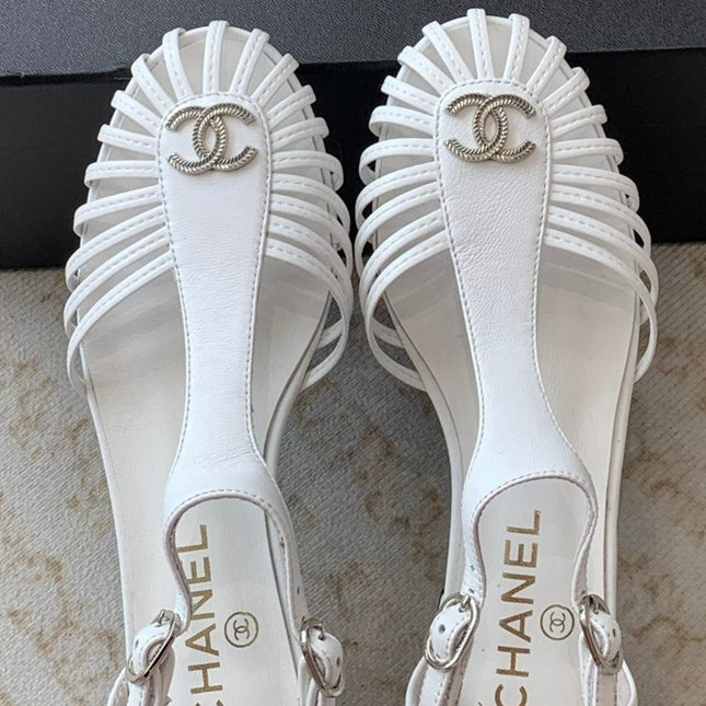 Summer New Hollow Roman Sandals White Sheepskin