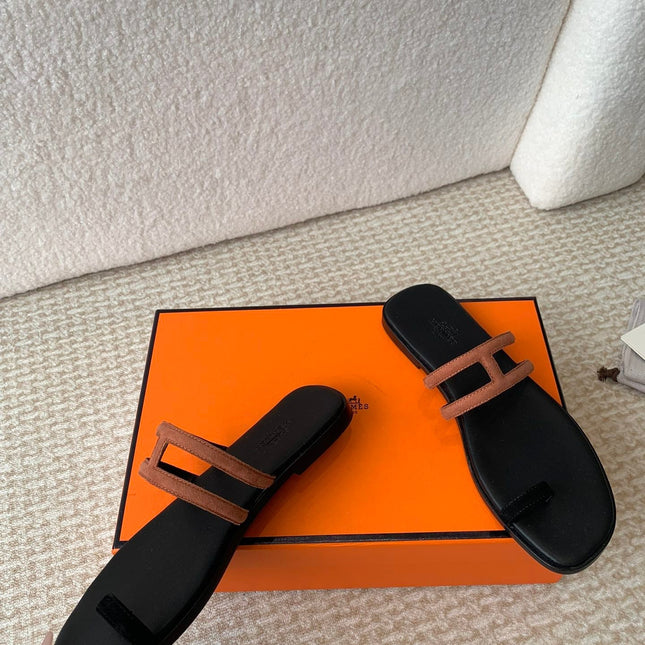 GEORGIA SANDALS BLACK MIX BROWN CALFSKIN
